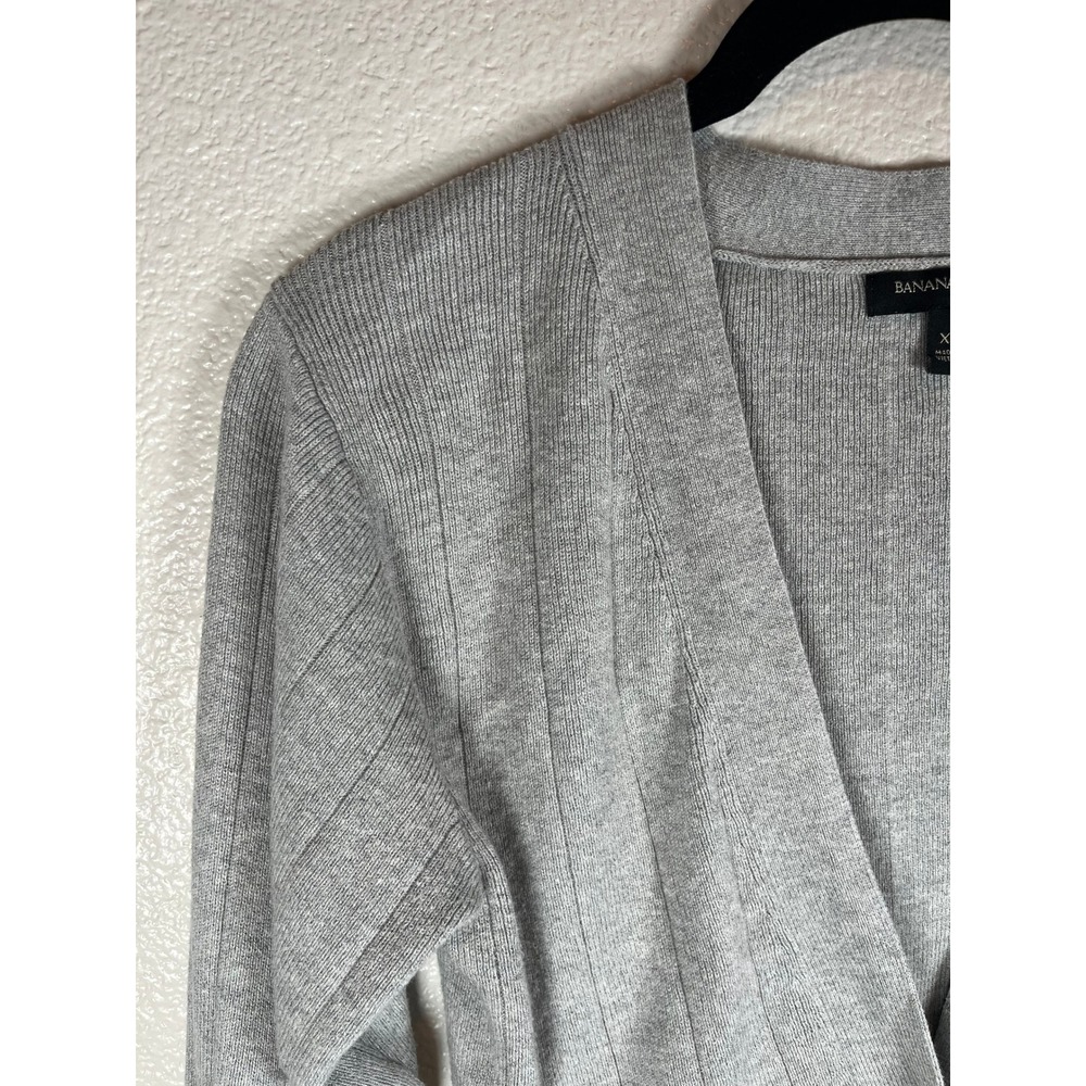 Banana Republic Ribbed V-Neck Cardigan Sweater Button Up Gray Extra Small - Picture 3 of 7